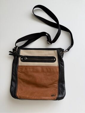 The Sak Colorblock Leather Crossbody Bag in Black, Tan, Cream